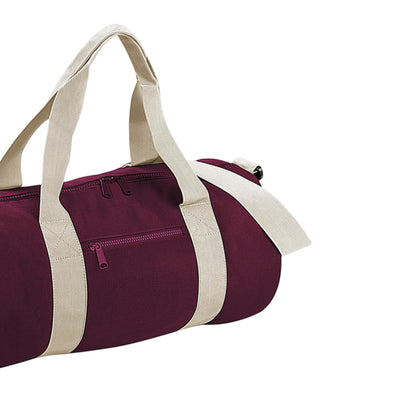 Burgundy-Off White - Back - Bagbase Plain Varsity Barrel - Duffle Bag (20 Litres)