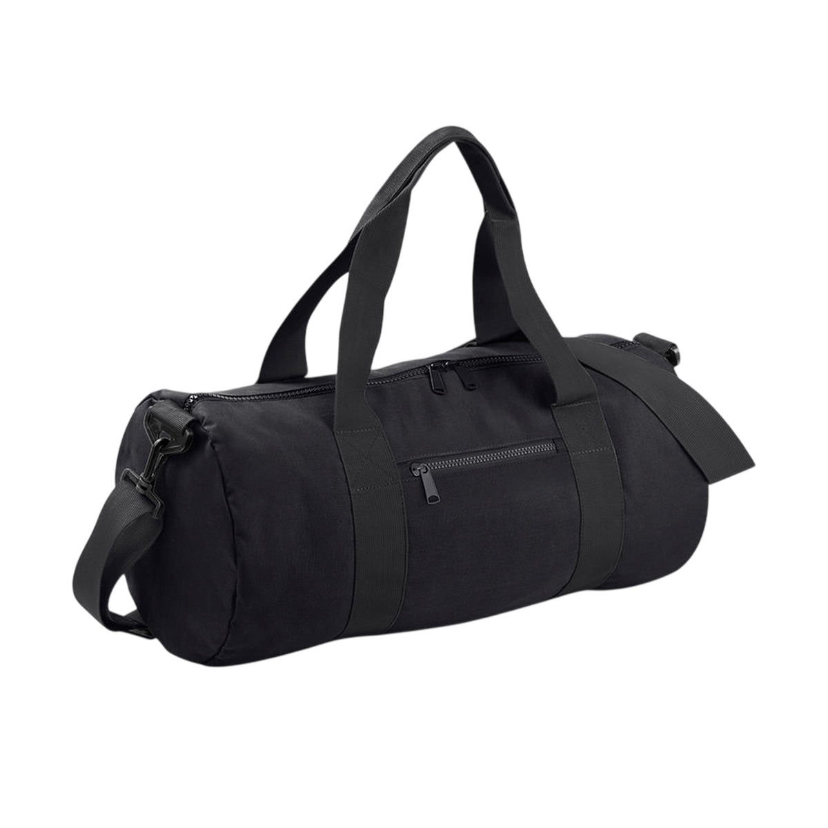 Black-Black - Front - Bagbase Plain Varsity Barrel - Duffle Bag (20 Litres)