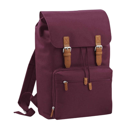 Burgundy - Front - Bagbase Heritage Laptop Backpack Bag (Up To 17inch Laptop)