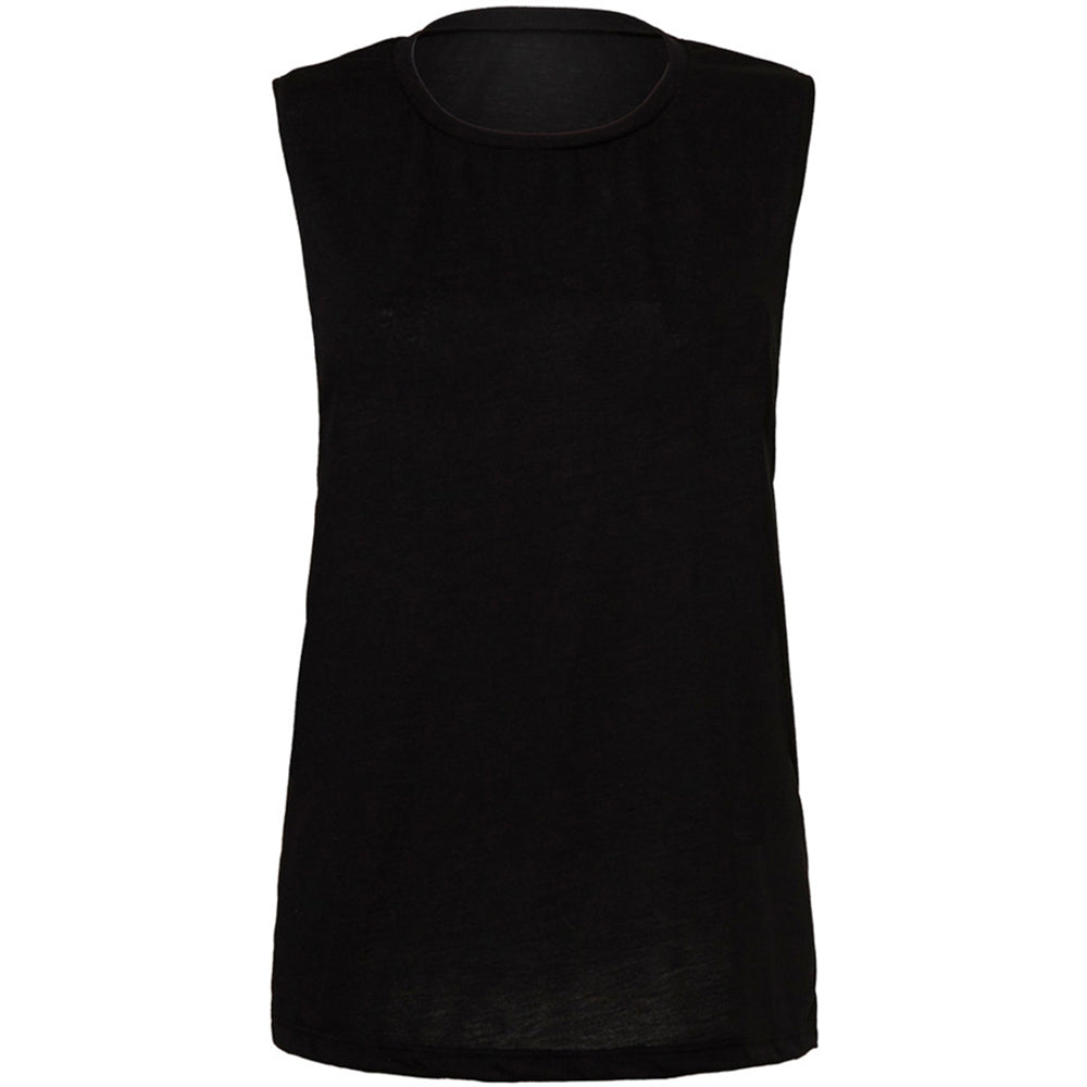 Black - Side - Bella Ladies-Womens Flowy Scoop Muscle Tee - Sleeveless Vest Top