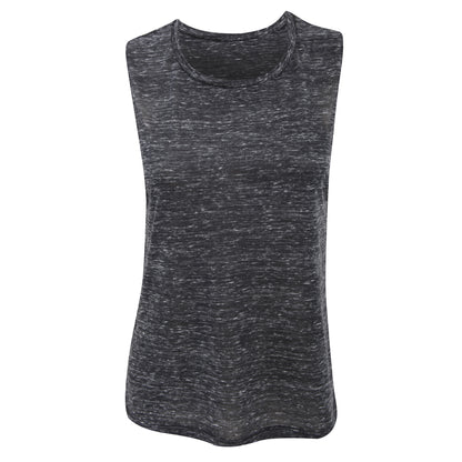 Black Marble - Front - Bella Ladies-Womens Flowy Scoop Muscle Tee - Sleeveless Vest Top