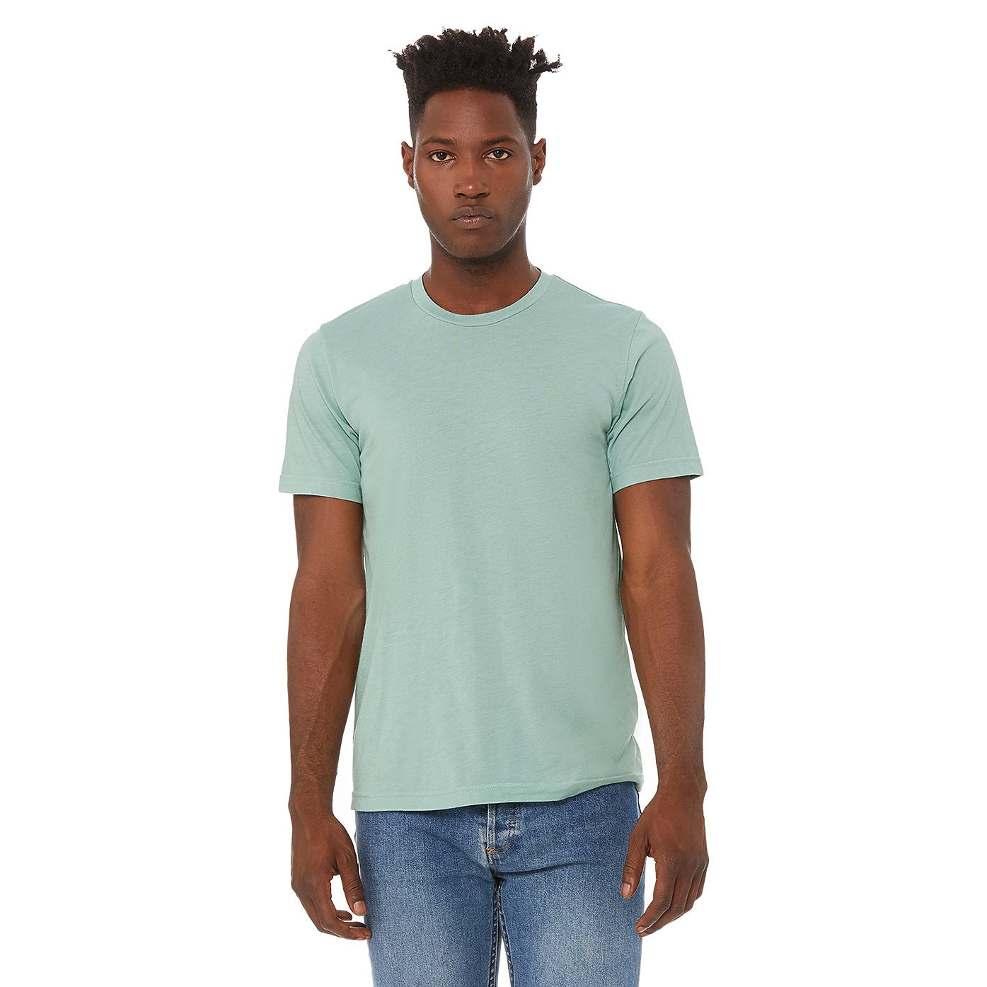 Dusty Blue Triblend - Front - Canvas Mens Triblend Crew Neck Plain Short Sleeve T-Shirt