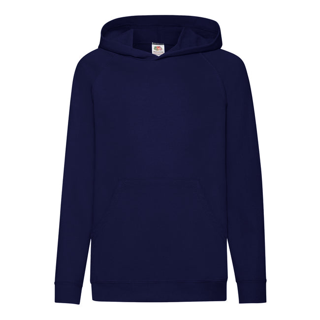 Deep Navy - Front - Fruit Of The Loom Childrens Unisex Lightweight Hooded Sweatshirt - Hoodie