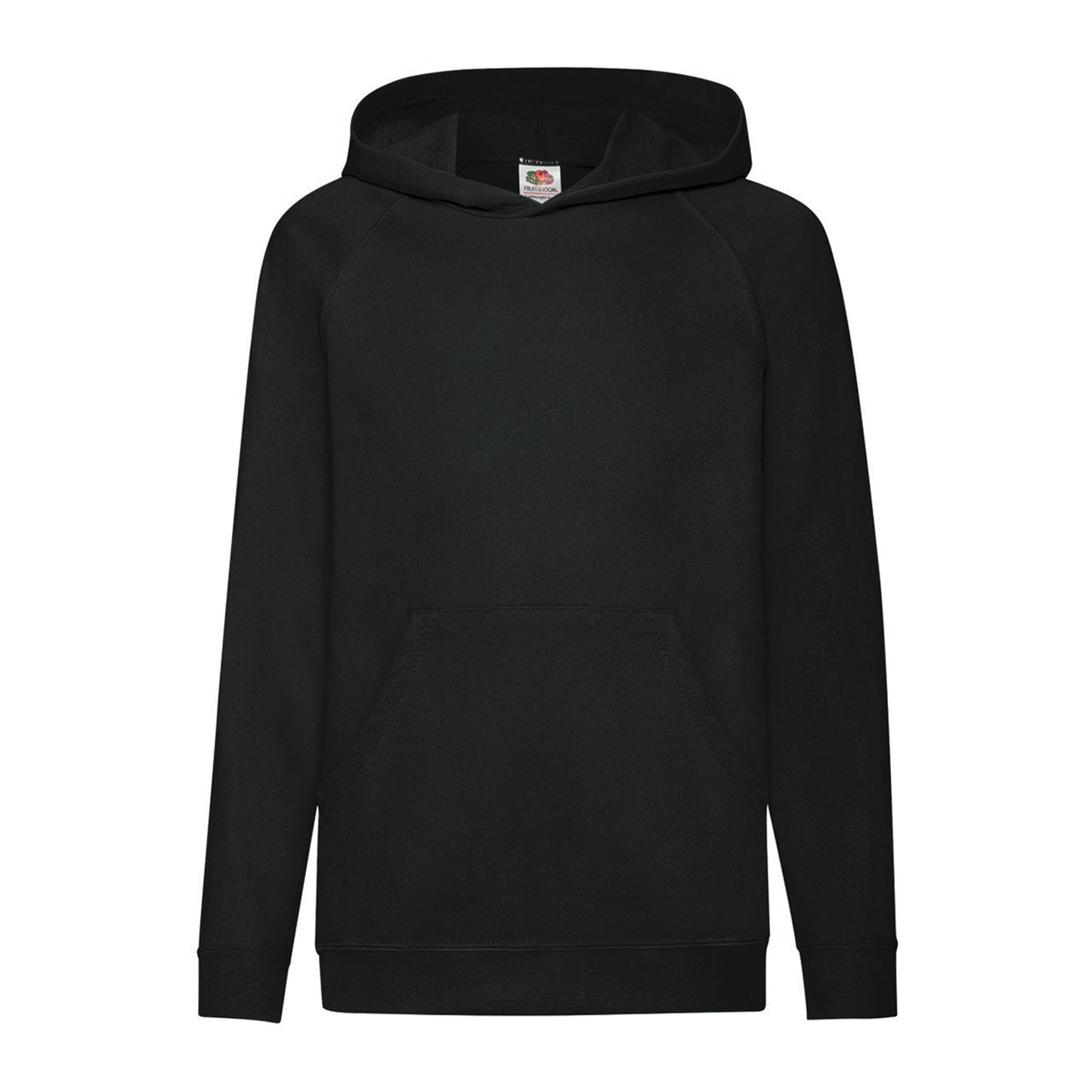 Black - Front - Fruit Of The Loom Childrens Unisex Lightweight Hooded Sweatshirt - Hoodie