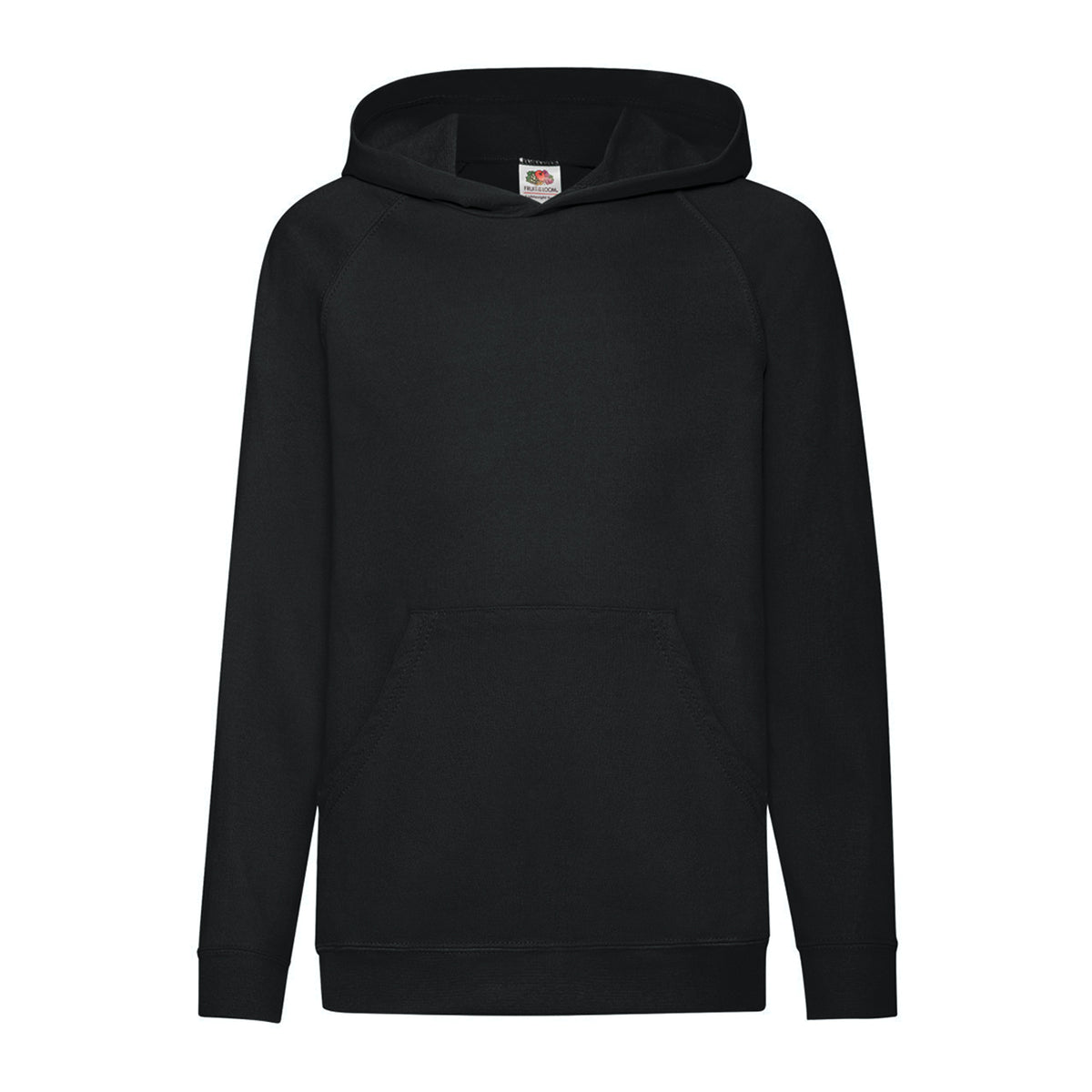 Black - Front - Fruit Of The Loom Childrens Unisex Lightweight Hooded Sweatshirt - Hoodie