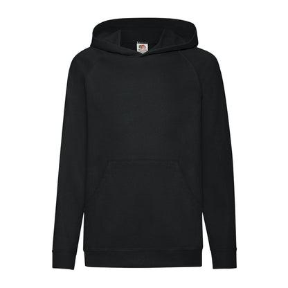 Black - Front - Fruit Of The Loom Childrens Unisex Lightweight Hooded Sweatshirt - Hoodie
