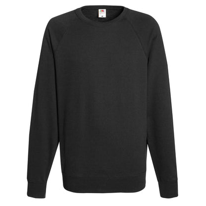 Black - Front - Fruit Of The Loom Mens Lightweight Raglan Sweatshirt (240 GSM)