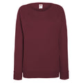 Burgundy - Front - Fruit OF The Loom Ladies Fitted Lightweight Raglan Sweatshirt (240 GSM)