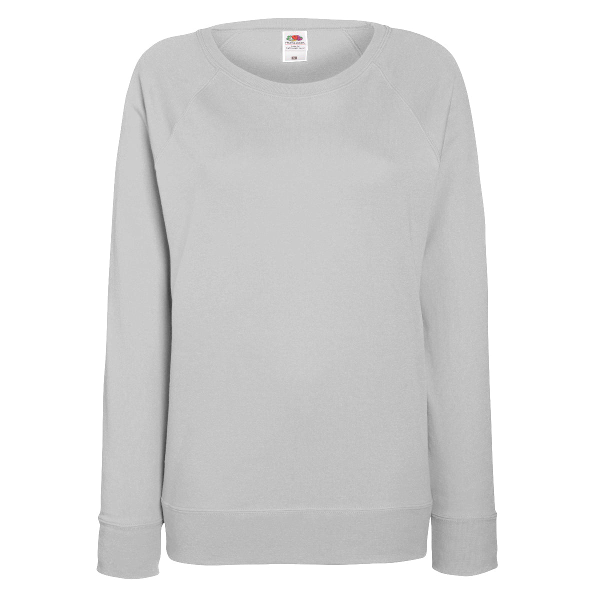 Heather Grey - Front - Fruit OF The Loom Ladies Fitted Lightweight Raglan Sweatshirt (240 GSM)