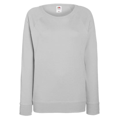 Heather Grey - Front - Fruit OF The Loom Ladies Fitted Lightweight Raglan Sweatshirt (240 GSM)