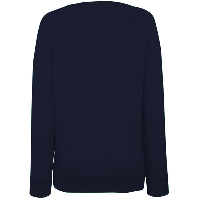 Deep Navy - Back - Fruit OF The Loom Ladies Fitted Lightweight Raglan Sweatshirt (240 GSM)