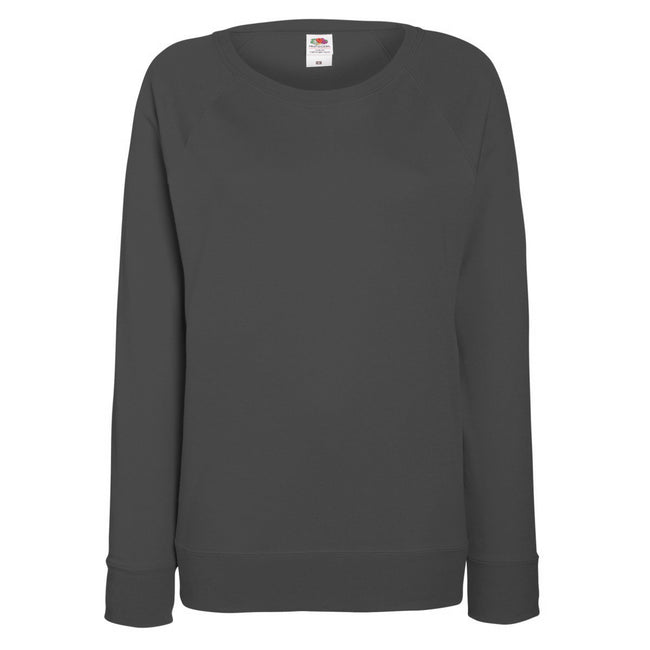 Light Graphite - Front - Fruit OF The Loom Ladies Fitted Lightweight Raglan Sweatshirt (240 GSM)