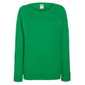 Kelly Green - Front - Fruit OF The Loom Ladies Fitted Lightweight Raglan Sweatshirt (240 GSM)