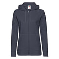 Deep Navy - Front - Fruit Of The Loom Ladies Fitted Lightweight Hooded Sweatshirts Jacket - Zoodie (240 GSM)