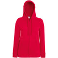 Red - Side - Fruit Of The Loom Ladies Fitted Lightweight Hooded Sweatshirts Jacket - Zoodie (240 GSM)