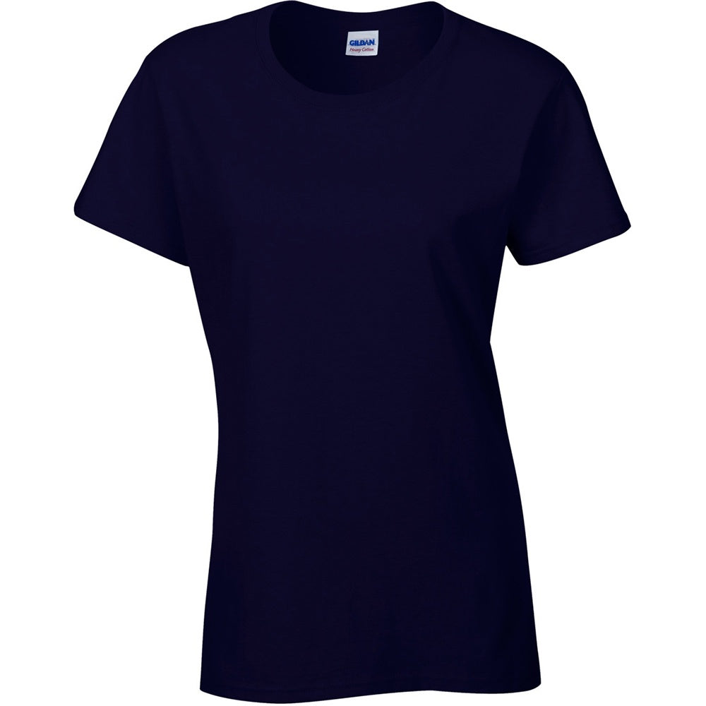 Navy - Side - Gildan Ladies-Womens Heavy Cotton Missy Fit Short Sleeve T-Shirt