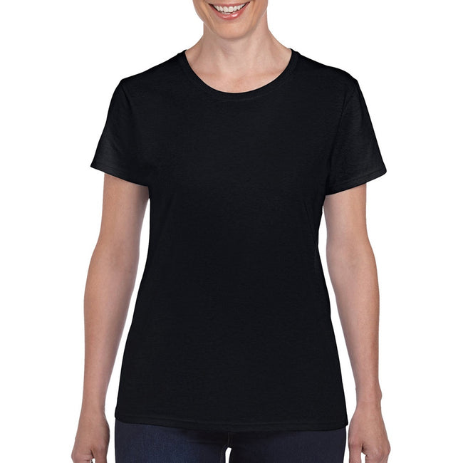 Black - Side - Gildan Ladies-Womens Heavy Cotton Missy Fit Short Sleeve T-Shirt