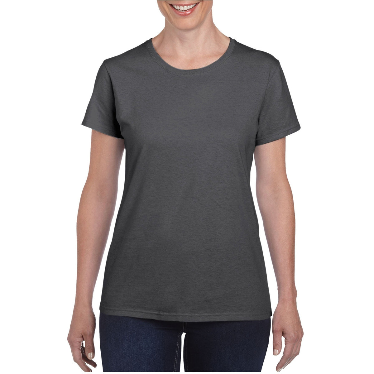 Dark Heather - Back - Gildan Ladies-Womens Heavy Cotton Missy Fit Short Sleeve T-Shirt