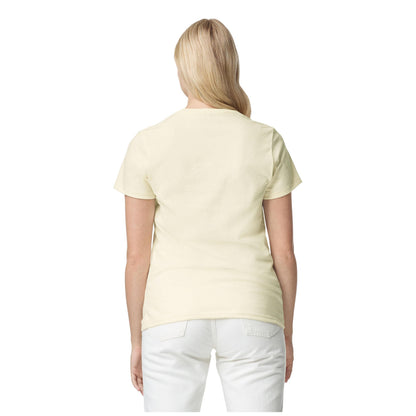 Off White - Side - Gildan Ladies-Womens Heavy Cotton Missy Fit Short Sleeve T-Shirt