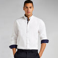 White-Navy - Back - Kustom Kit Mens Contrast Premium Oxford Shirt