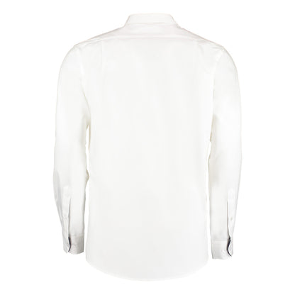 White-Navy - Side - Kustom Kit Mens Contrast Premium Oxford Shirt