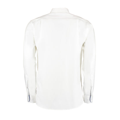 White-Mid Blue - Back - Kustom Kit Mens Contrast Premium Oxford Shirt