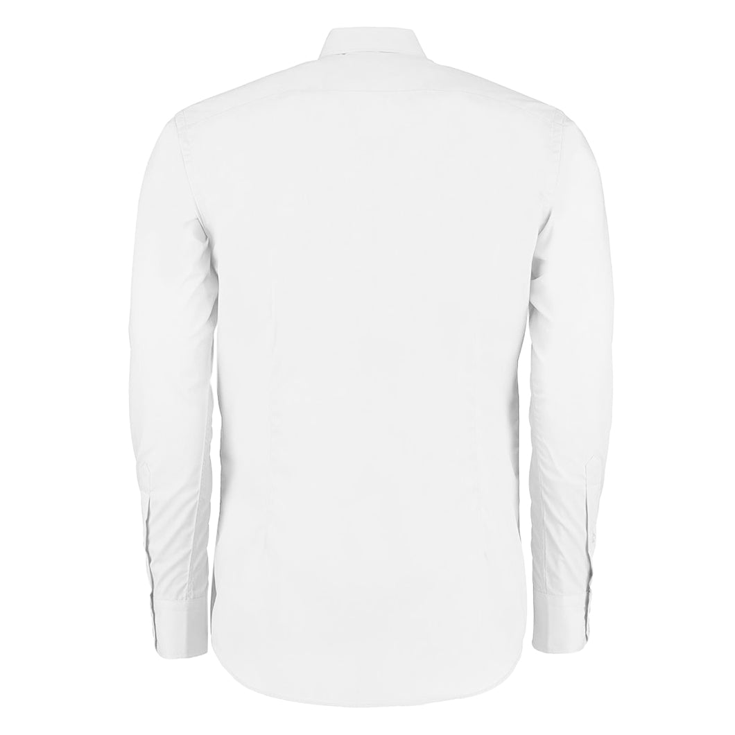 White - Back - Kustom Kit Mens Slim Fit Long Sleeve Business - Work Shirt