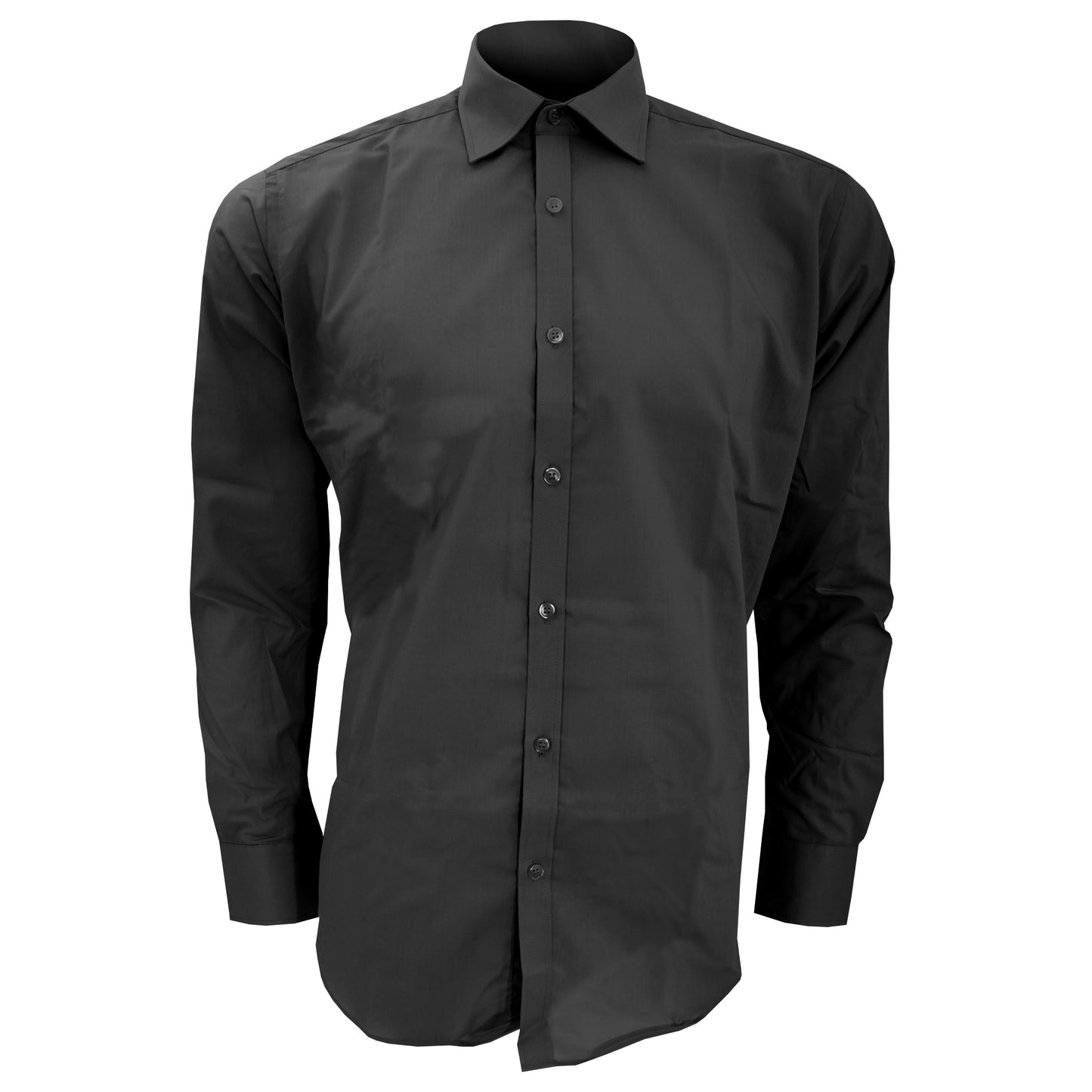 Black - Front - Kustom Kit Mens Slim Fit Long Sleeve Business - Work Shirt