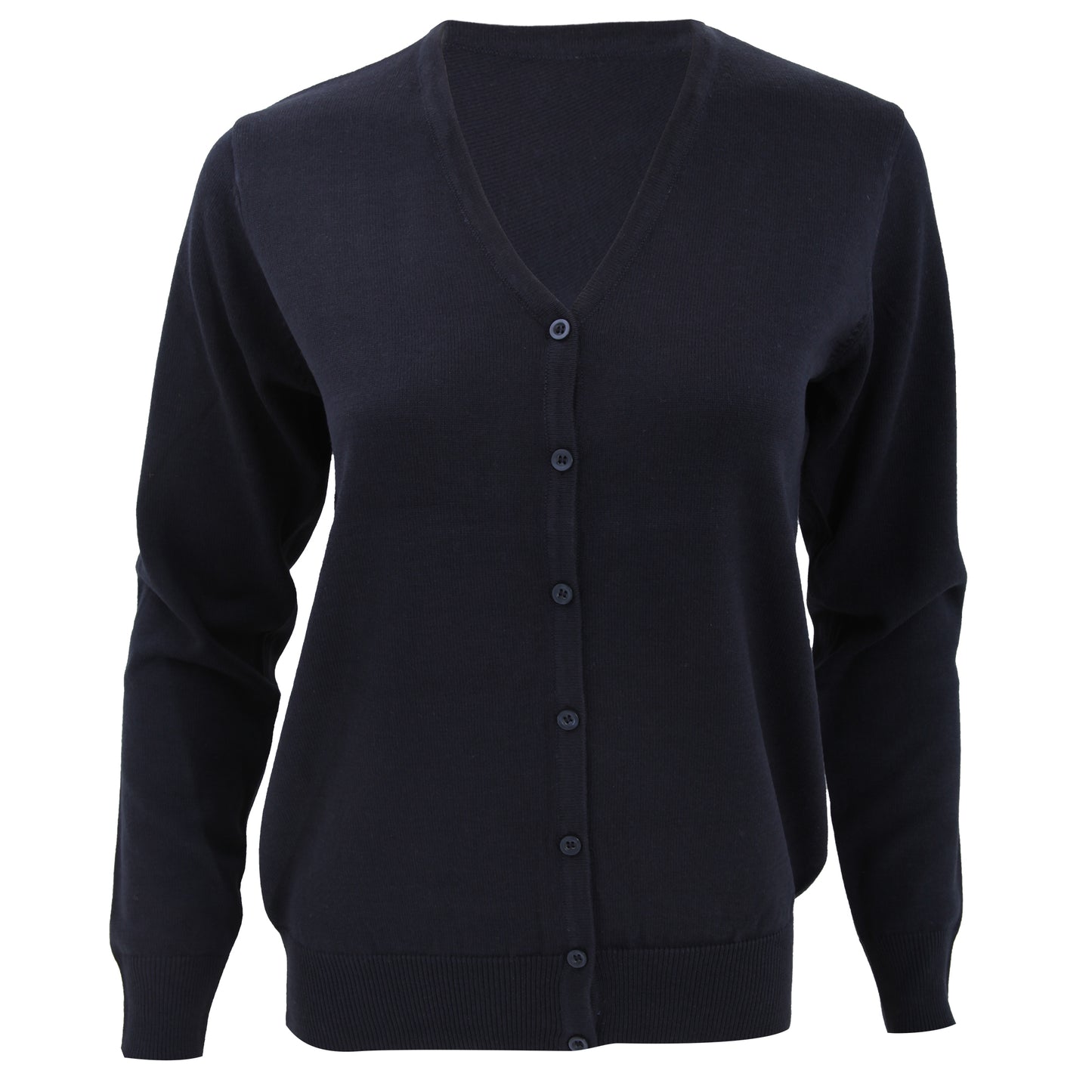 Navy Blue - Front - Kustom Kit Womens V-Neck Cardigan - Ladies Knitwear