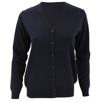 Navy Blue - Front - Kustom Kit Womens V-Neck Cardigan - Ladies Knitwear