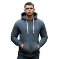 Charcoal Grey Melange - Back - Mantis Mens Superstar Zip Through Hooded Sweat - Hoodie