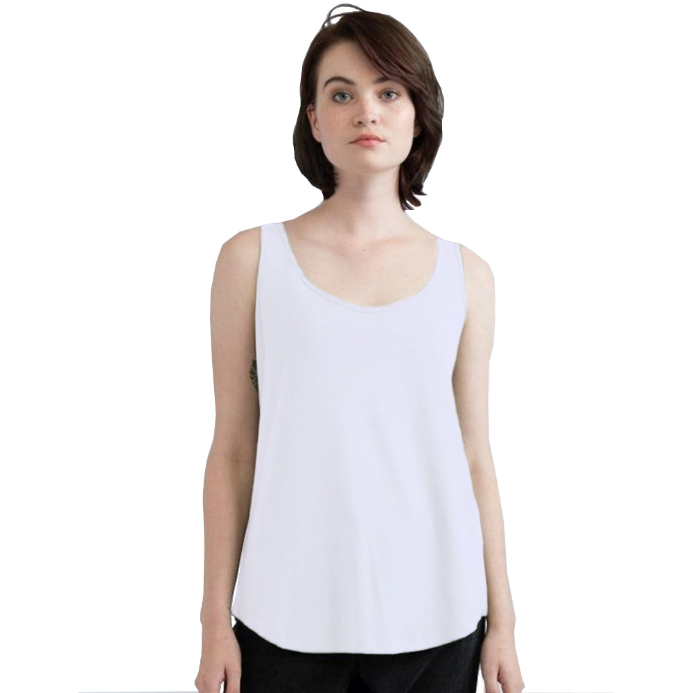 White - Back - Mantis Womens-Ladies Loose Fit Sleeveless Vest Top