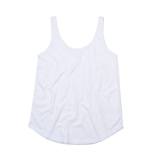 White - Front - Mantis Womens-Ladies Loose Fit Sleeveless Vest Top