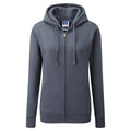 Convoy Grey - Front - Russell Ladies Premium Authentic Zipped Hoodie (3-Layer Fabric)