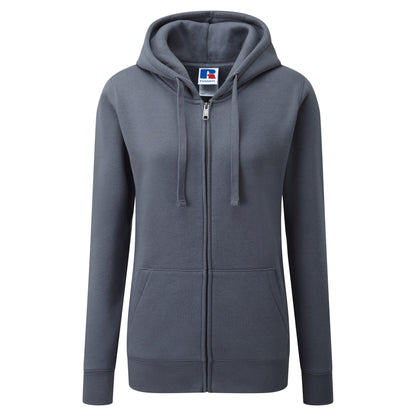 Convoy Grey - Front - Russell Ladies Premium Authentic Zipped Hoodie (3-Layer Fabric)