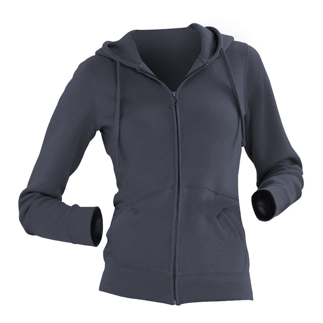 Convoy Grey - Back - Russell Ladies Premium Authentic Zipped Hoodie (3-Layer Fabric)