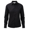 Black - Front - Jerzees Ladies-Womens Long Sleeve Pure Cotton Work Shirt