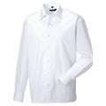 White - Back - Russell Mens Long Sleeve Pure Cotton Work Shirt