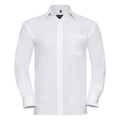 White - Front - Russell Mens Long Sleeve Pure Cotton Work Shirt