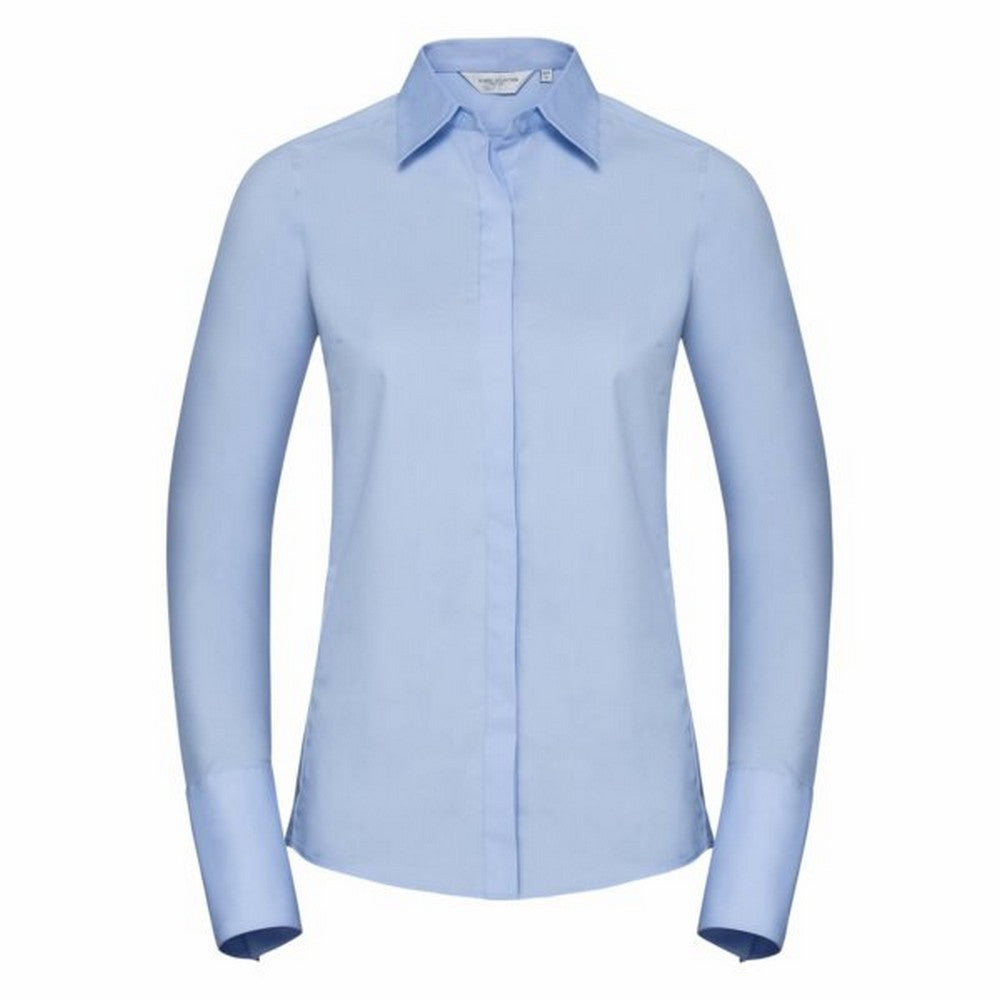 Bright Sky - Front - Russell Ladies-Womens Stretch Moisture Management Work Shirt