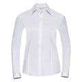 White - Front - Russell Ladies-Womens Herringbone Long Sleeve Work Shirt