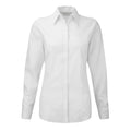 White - Side - Russell Ladies-Womens Herringbone Long Sleeve Work Shirt