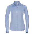 Light Blue - Front - Russell Ladies-Womens Herringbone Long Sleeve Work Shirt