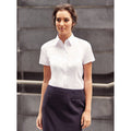 White - Back - Russell Womens-ladies Herringbone Short Sleeve Work Shirt