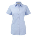 Light Blue - Front - Russell Womens-ladies Herringbone Short Sleeve Work Shirt