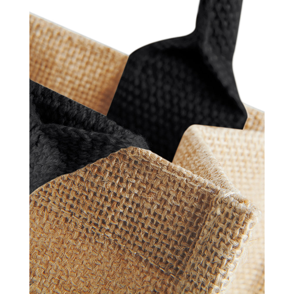 Natural-Black - Back - Westford Mill Jute Mini Gift Bag (6 Litres)