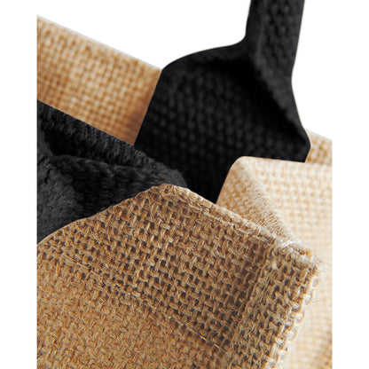 Natural-Black - Back - Westford Mill Jute Mini Gift Bag (6 Litres)