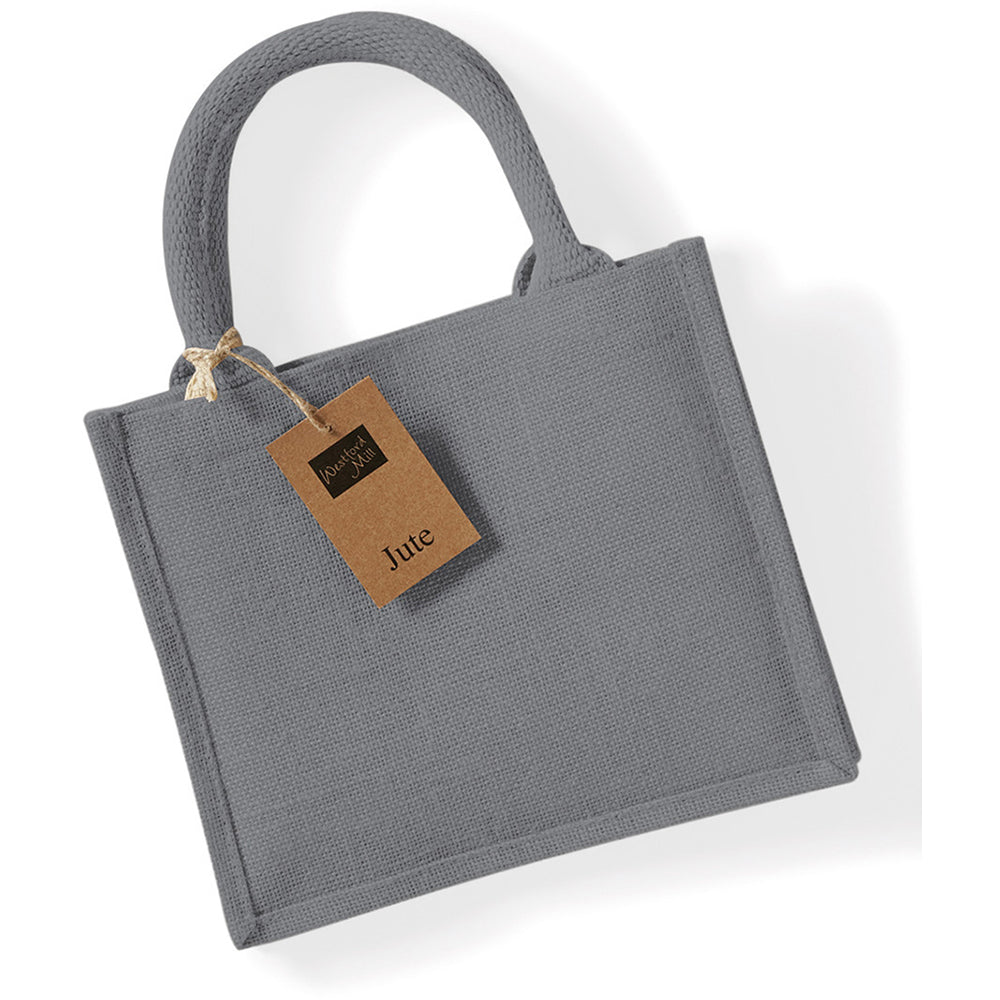 Graphite Grey-Graphite Grey - Back - Westford Mill Jute Mini Gift Bag (6 Litres)