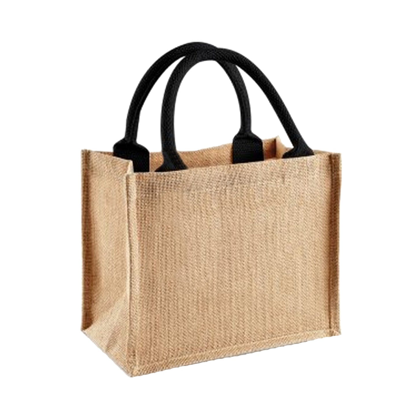 Natural-Black - Front - Westford Mill Jute Mini Gift Bag (6 Litres)
