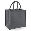 Grey-Graphite - Front - Westford Mill Jute Mini Tote Shopping Bag (14 Litres)